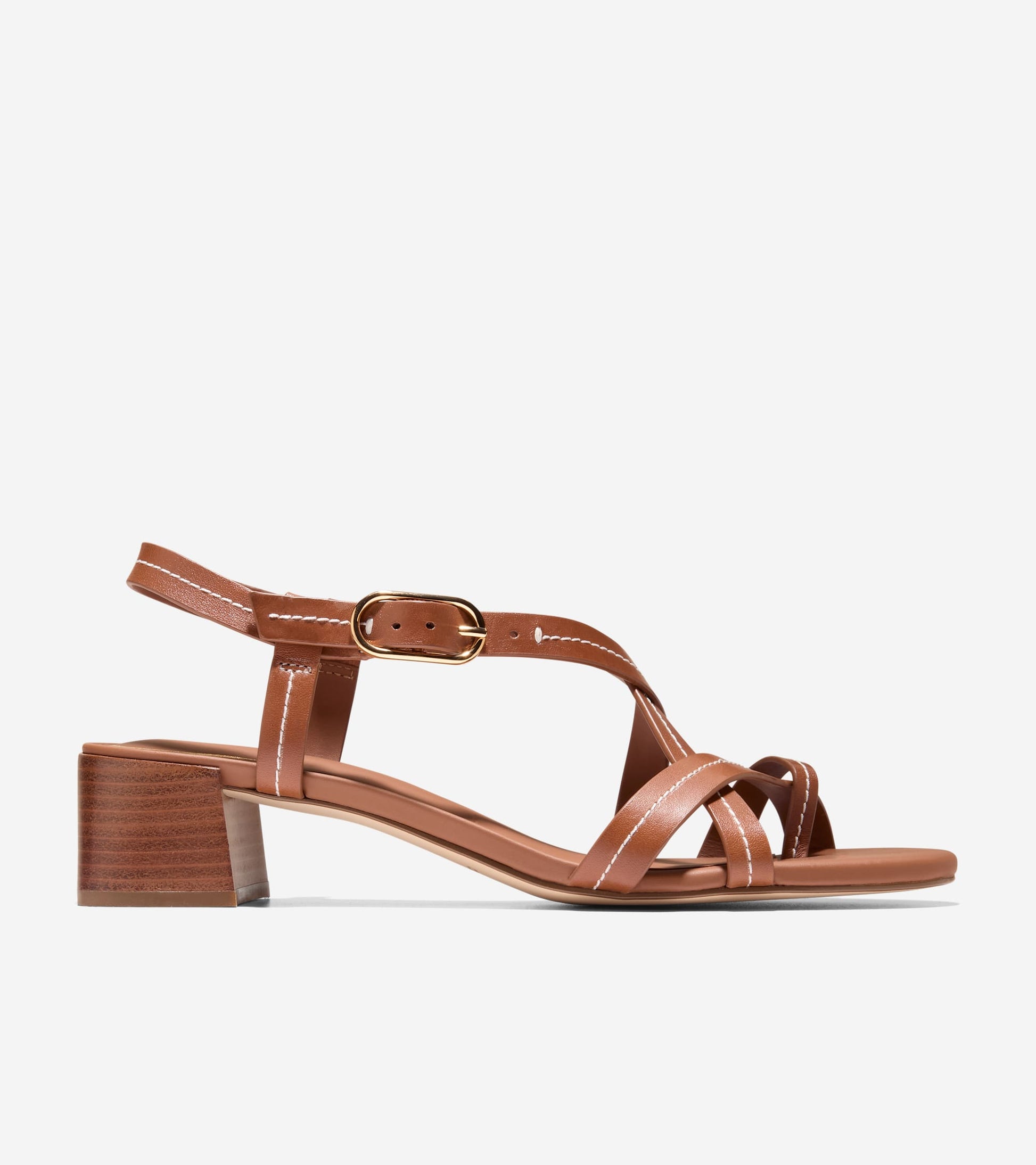 Women's Dillon Block Heel Thong Sandals-British Tan-Natural Stitch