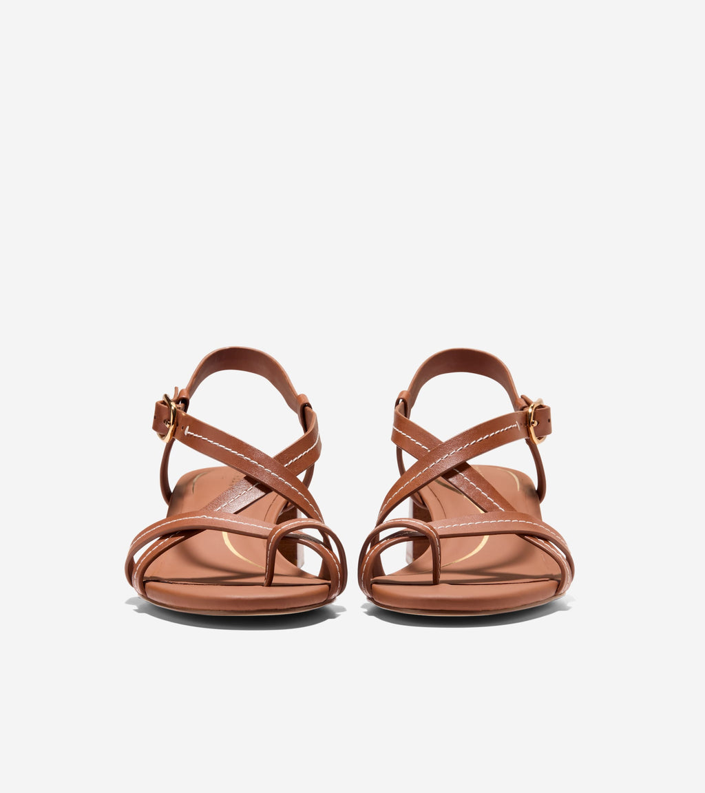 Women's Dillon Block Heel Thong Sandals-British Tan-Natural Stitch