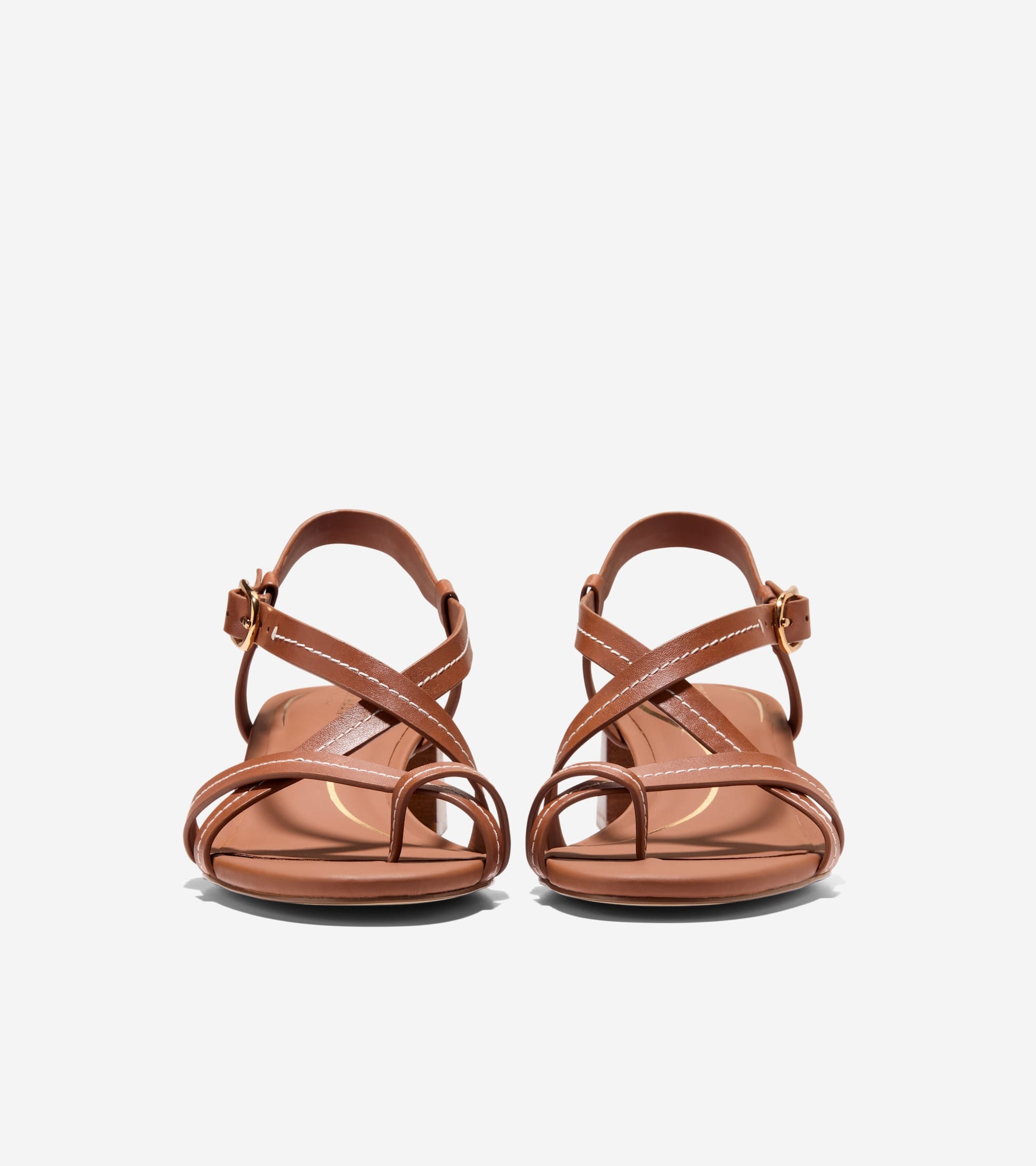 Women's Dillon Block Heel Thong Sandals-British Tan-Natural Stitch