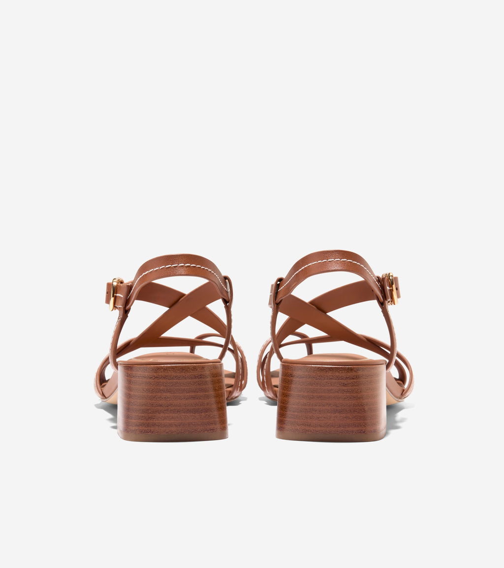 Women's Dillon Block Heel Thong Sandals-British Tan-Natural Stitch