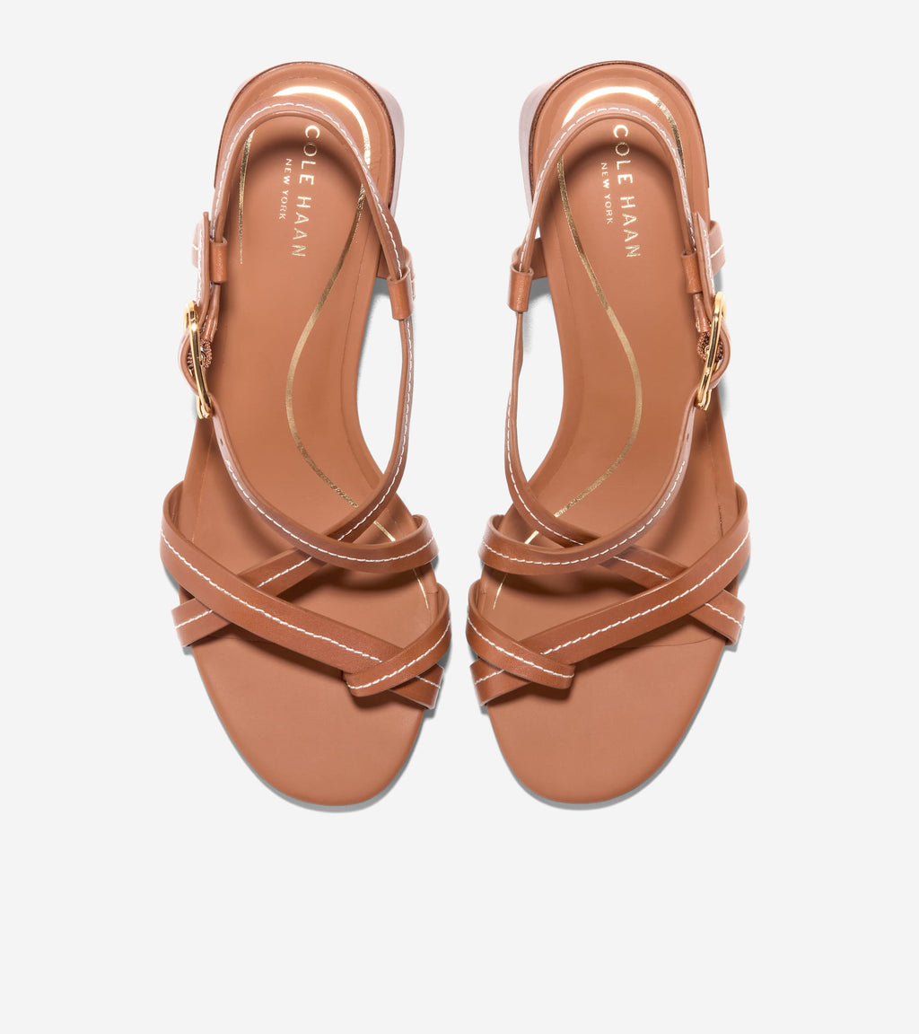 Women's Dillon Block Heel Thong Sandals-British Tan-Natural Stitch