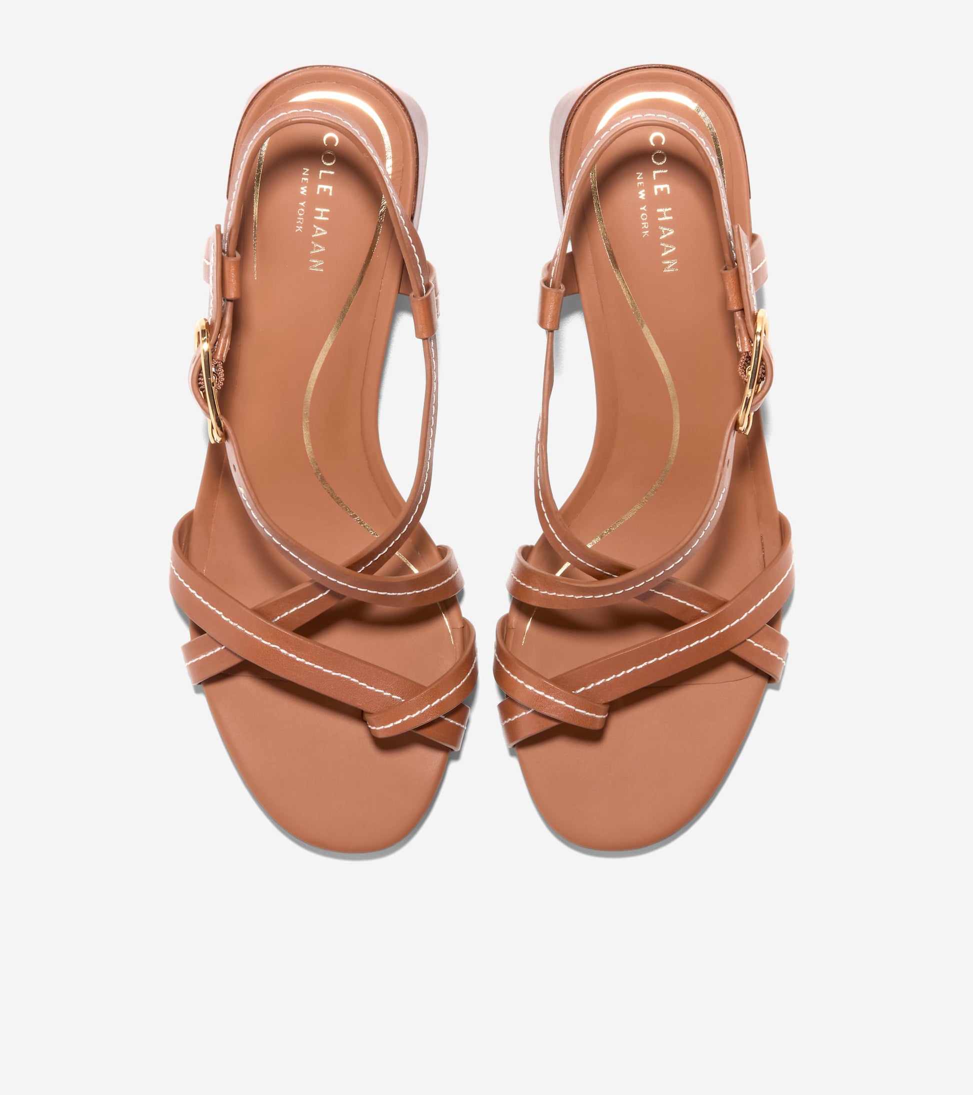 Women's Dillon Block Heel Thong Sandals-British Tan-Natural Stitch