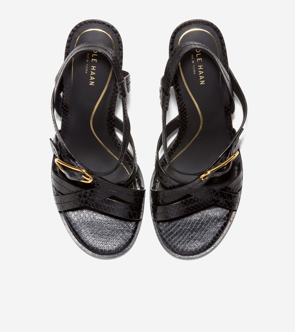 Women's Dillon Heeled Strappy Sandals-Black Glossy Snake Print