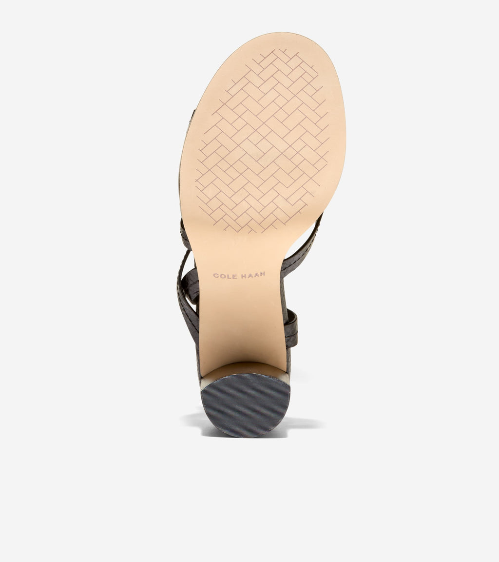 Women's Dillon Heeled Strappy Sandals-Black Glossy Snake Print