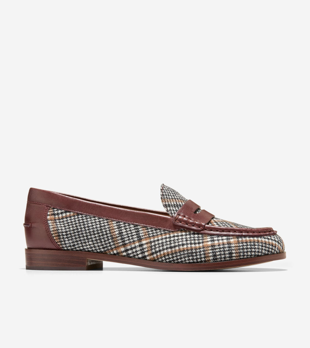 Women's Dreya Penny Loafers-Neutral Plaid Textile-Hickory