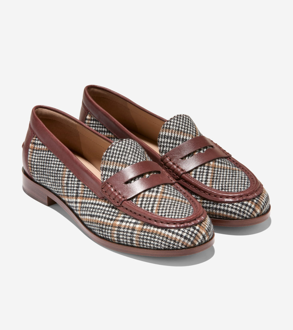 Women's Dreya Penny Loafers-Neutral Plaid Textile-Hickory