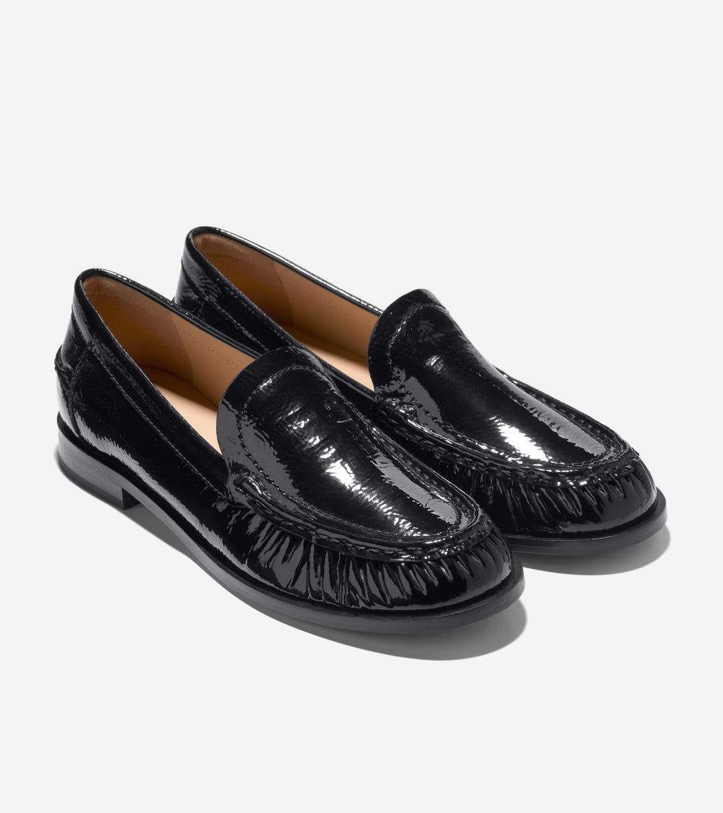 Women's Dreya Venetian Loafers-Black Crinkle Patent