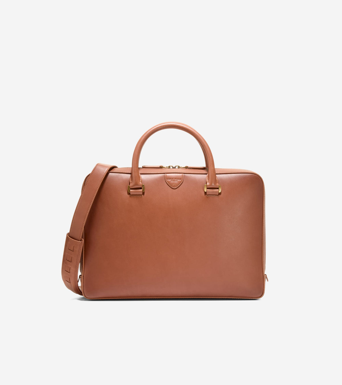 Men's Eastward Burnished Leather Briefcase-New British Tan