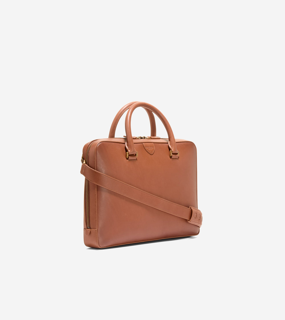 Men's Eastward Burnished Leather Briefcase-New British Tan