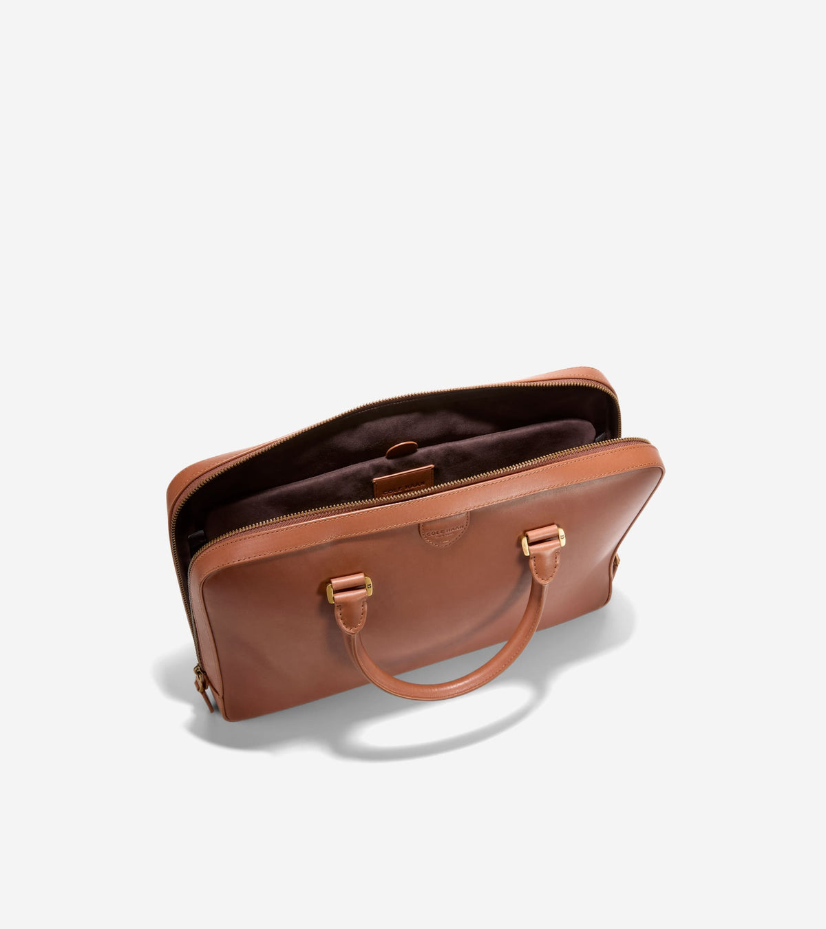 Men's Eastward Burnished Leather Briefcase-New British Tan