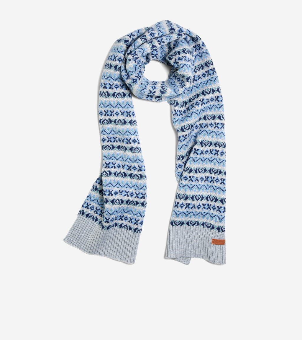 Women's Fairisle Scarf-Grey Multi