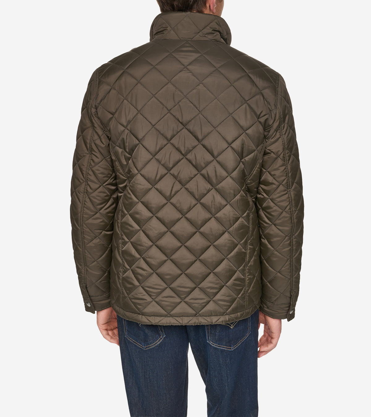 Men's Faux Suede Quilted Jacket-Olive