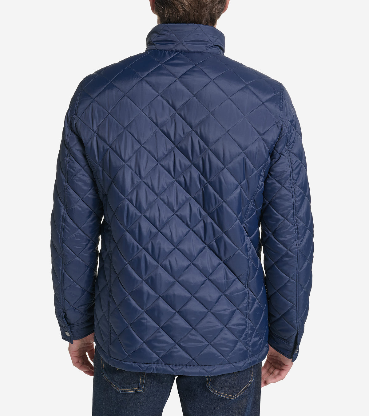 Men's Faux Suede Quilted Jacket-Navy