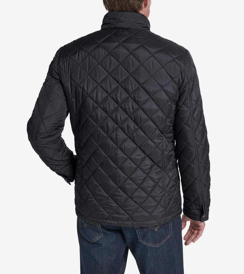 Men's Faux Suede Quilted Jacket-Black