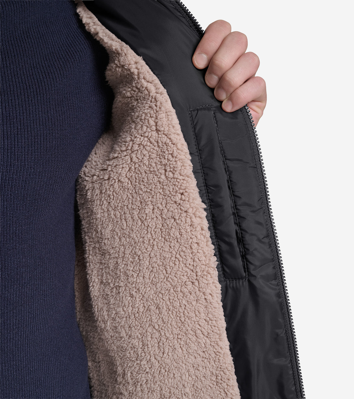 Men's Faux Suede Quilted Jacket-Black