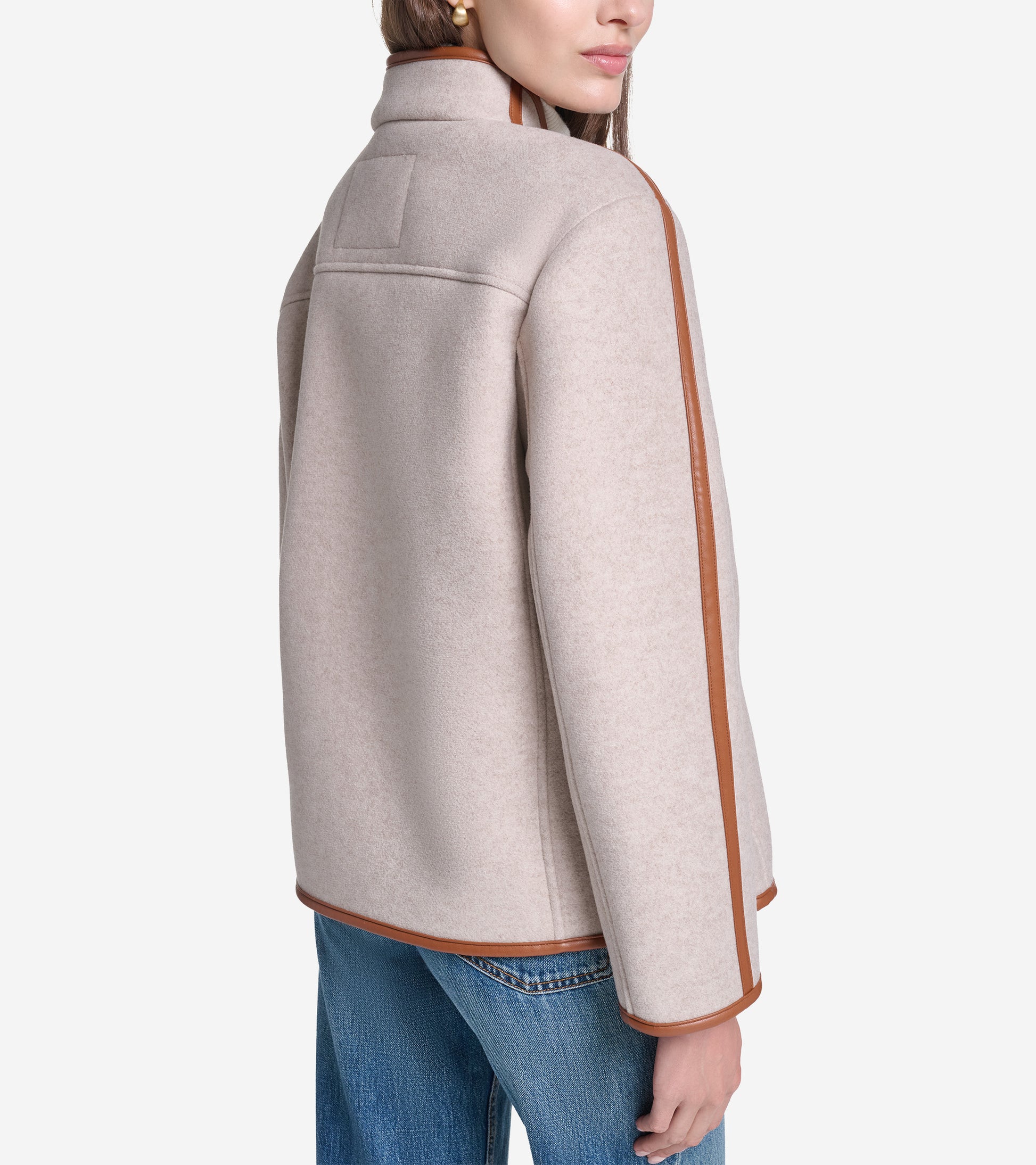 Women's Faux Wool Shearling Jacket-Bone