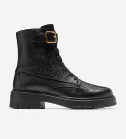 Women's Grand Flex Fenella Buckle Lace-Up Waterproof Booties-Black