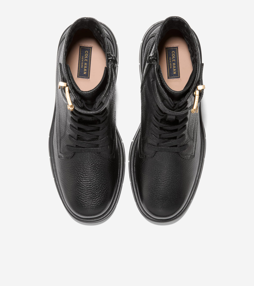 Women's Grand Flex Fenella Buckle Lace-Up Waterproof Booties-Black