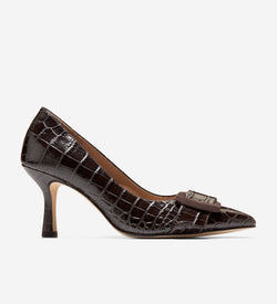 Women's Fidela Buckle Pumps-Dark Chocolate Croc Print