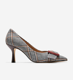 Women's Fidela Buckle Pumps-Neutral Plaid Textile-Hickory