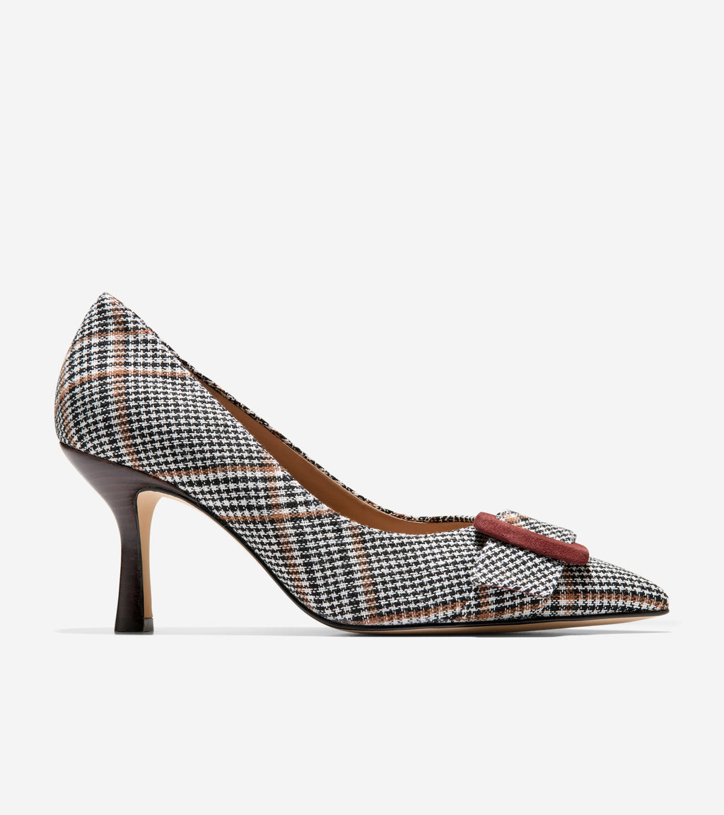 Women's Fidela Buckle Pumps-Neutral Plaid Textile-Hickory