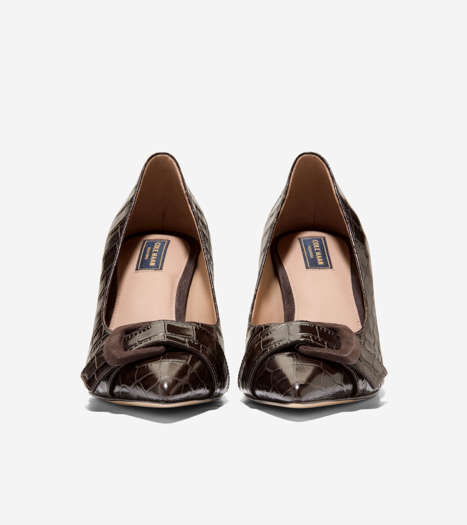 Women's Fidela Buckle Pumps-Dark Chocolate Croc Print