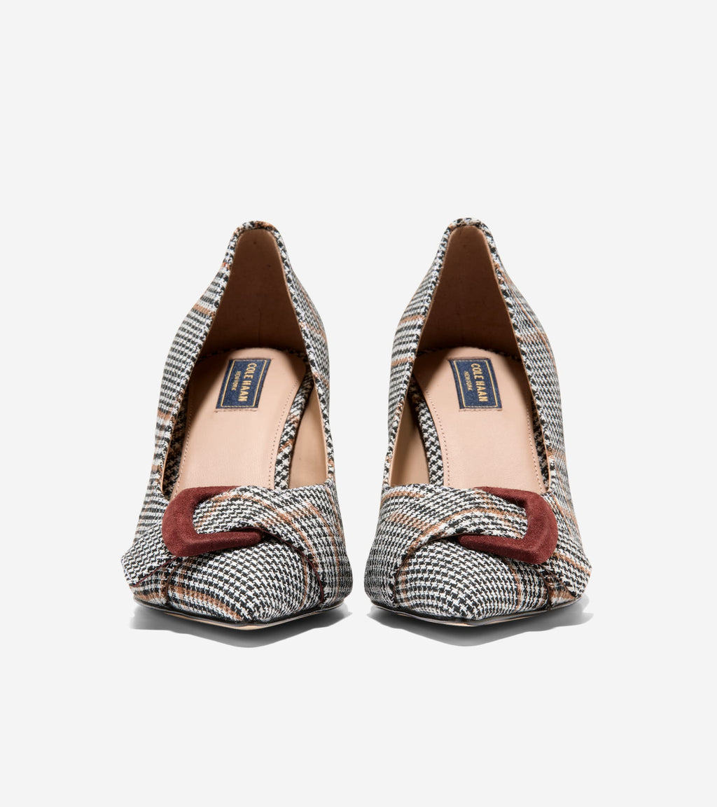 Women's Fidela Buckle Pumps-Neutral Plaid Textile-Hickory