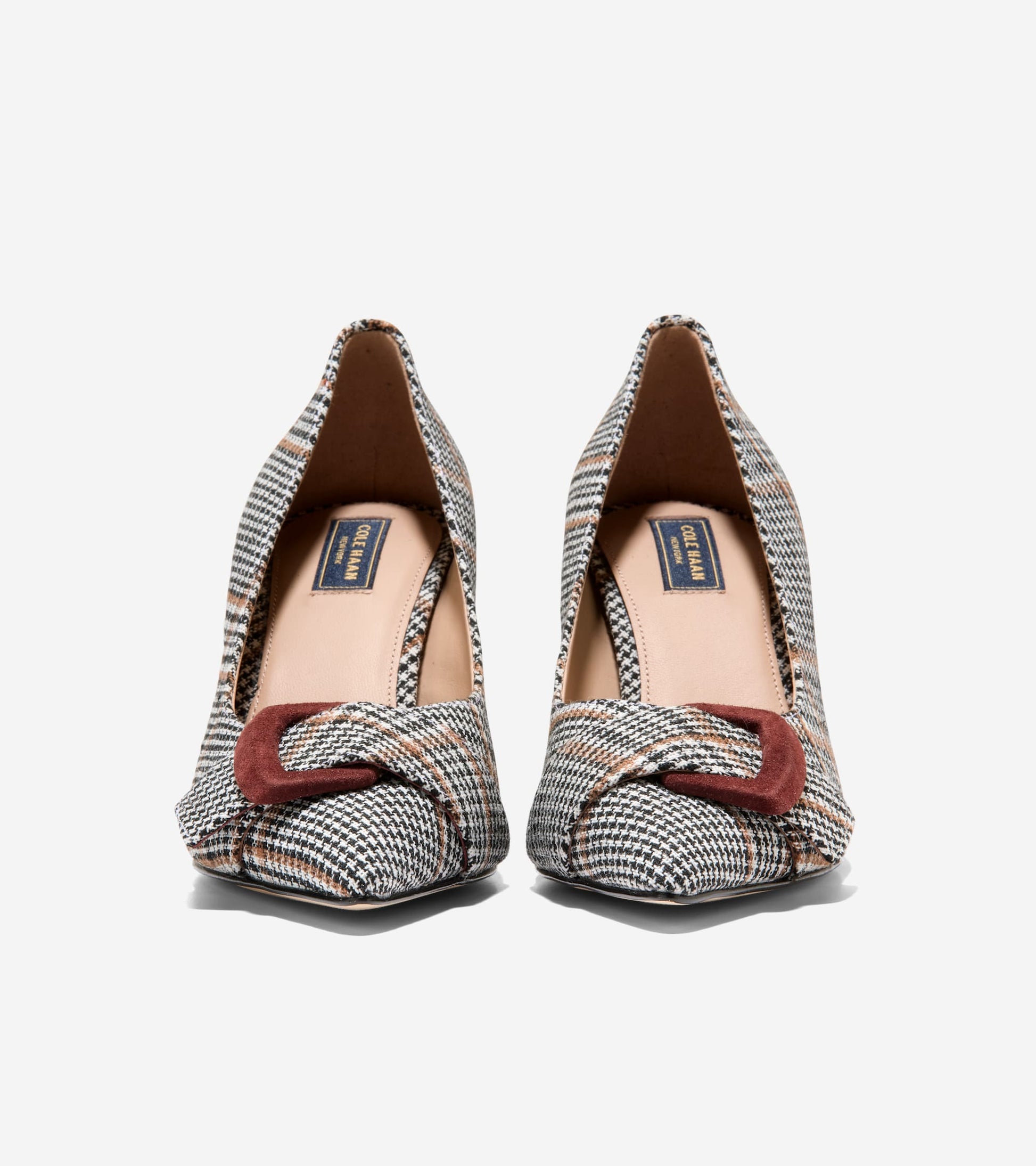 Women's Fidela Buckle Pumps-Neutral Plaid Textile-Hickory