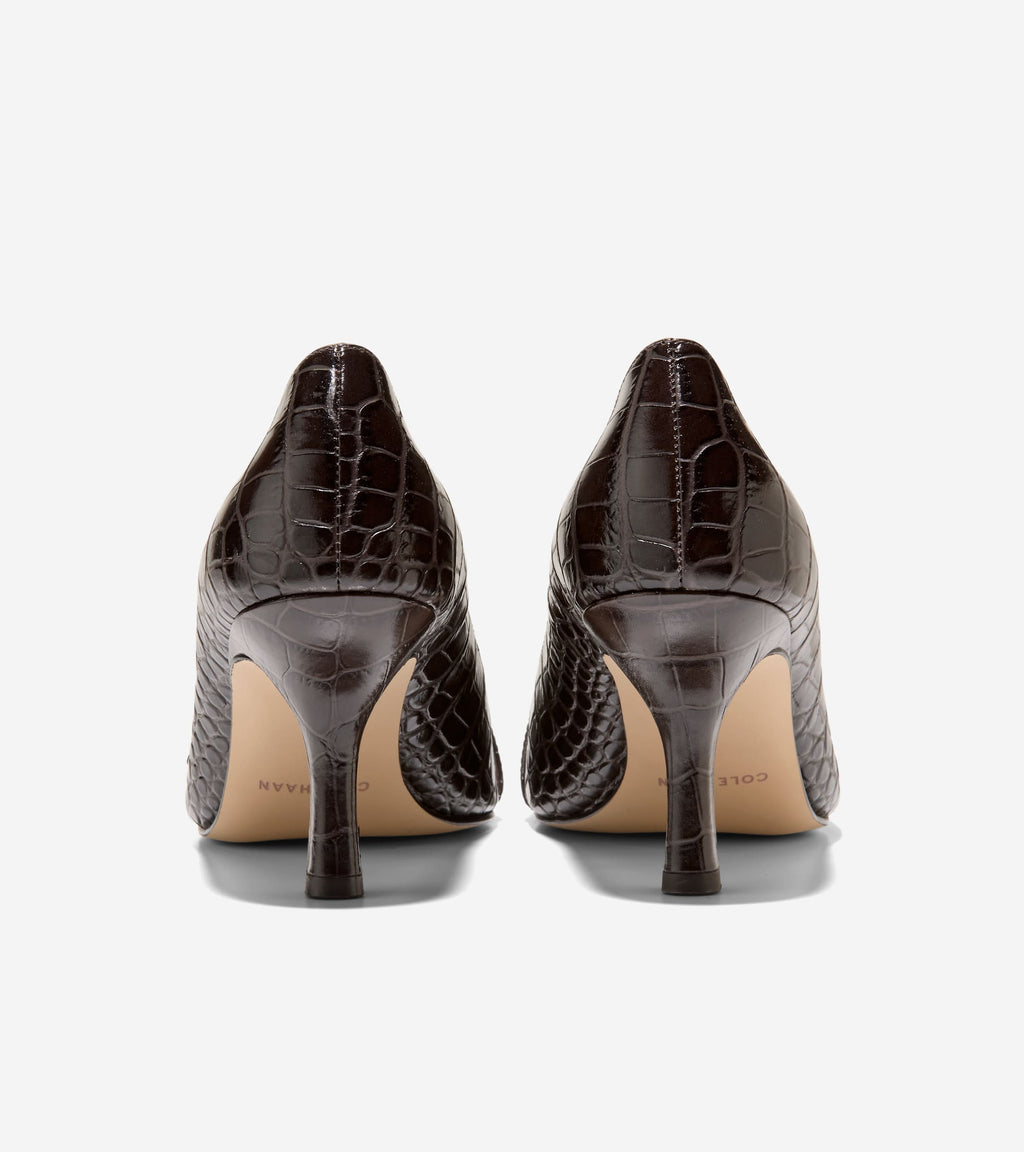 Women's Fidela Buckle Pumps-Dark Chocolate Croc Print
