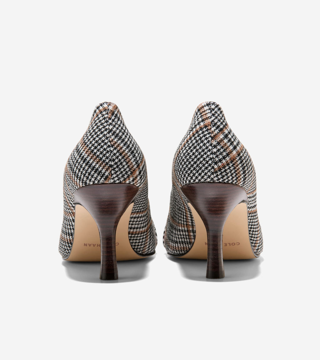 Women's Fidela Buckle Pumps-Neutral Plaid Textile-Hickory
