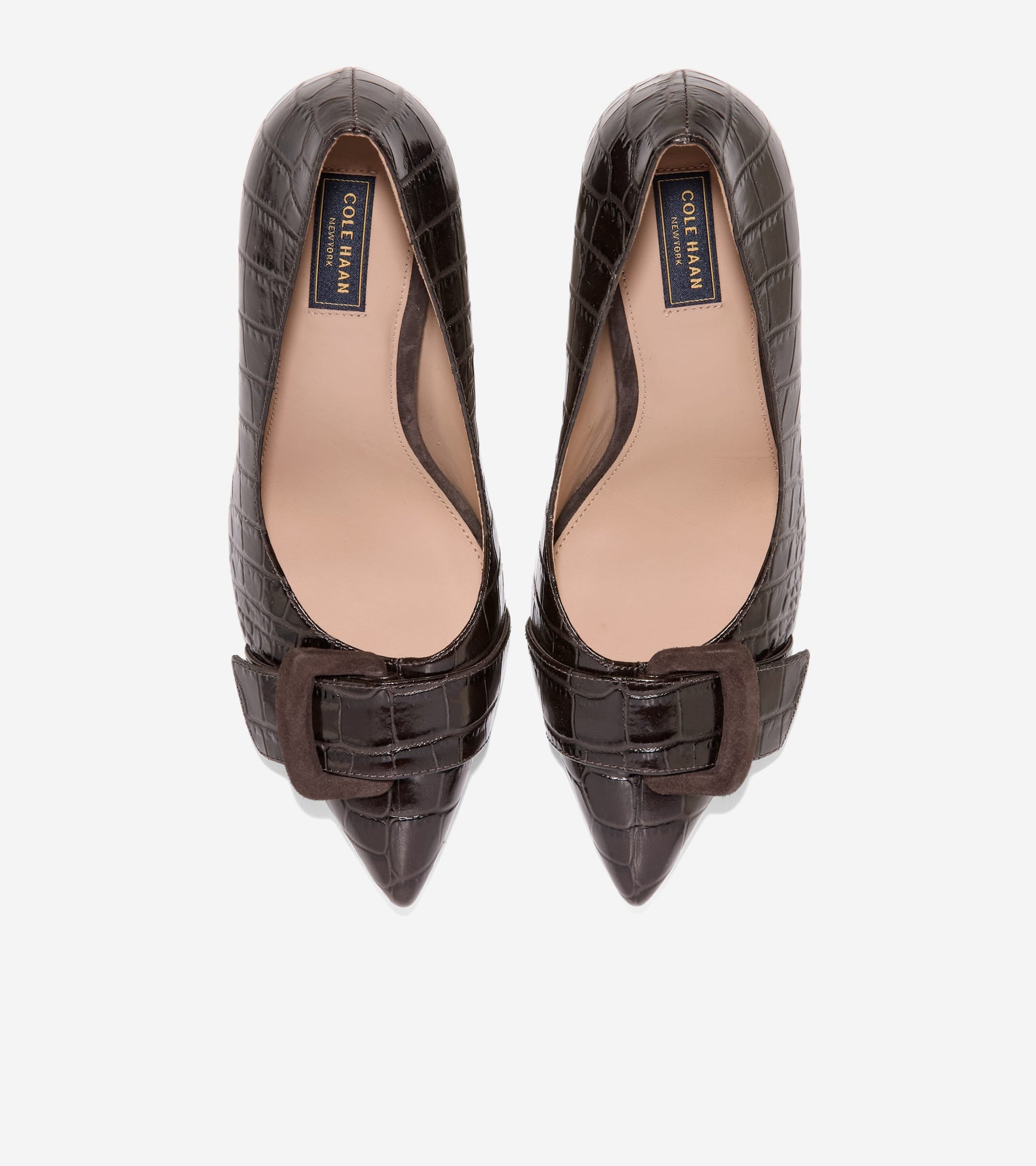 Women's Fidela Buckle Pumps-Dark Chocolate Croc Print