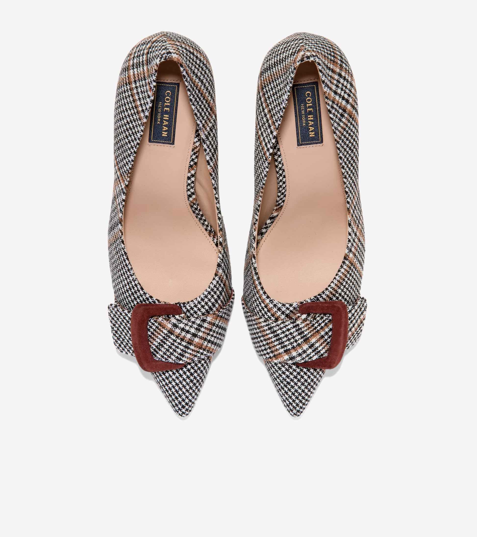 Women's Fidela Buckle Pumps-Neutral Plaid Textile-Hickory