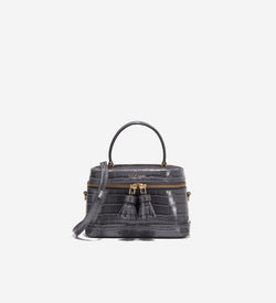 Women's Fleur Vanity Bag-Black Croco Print