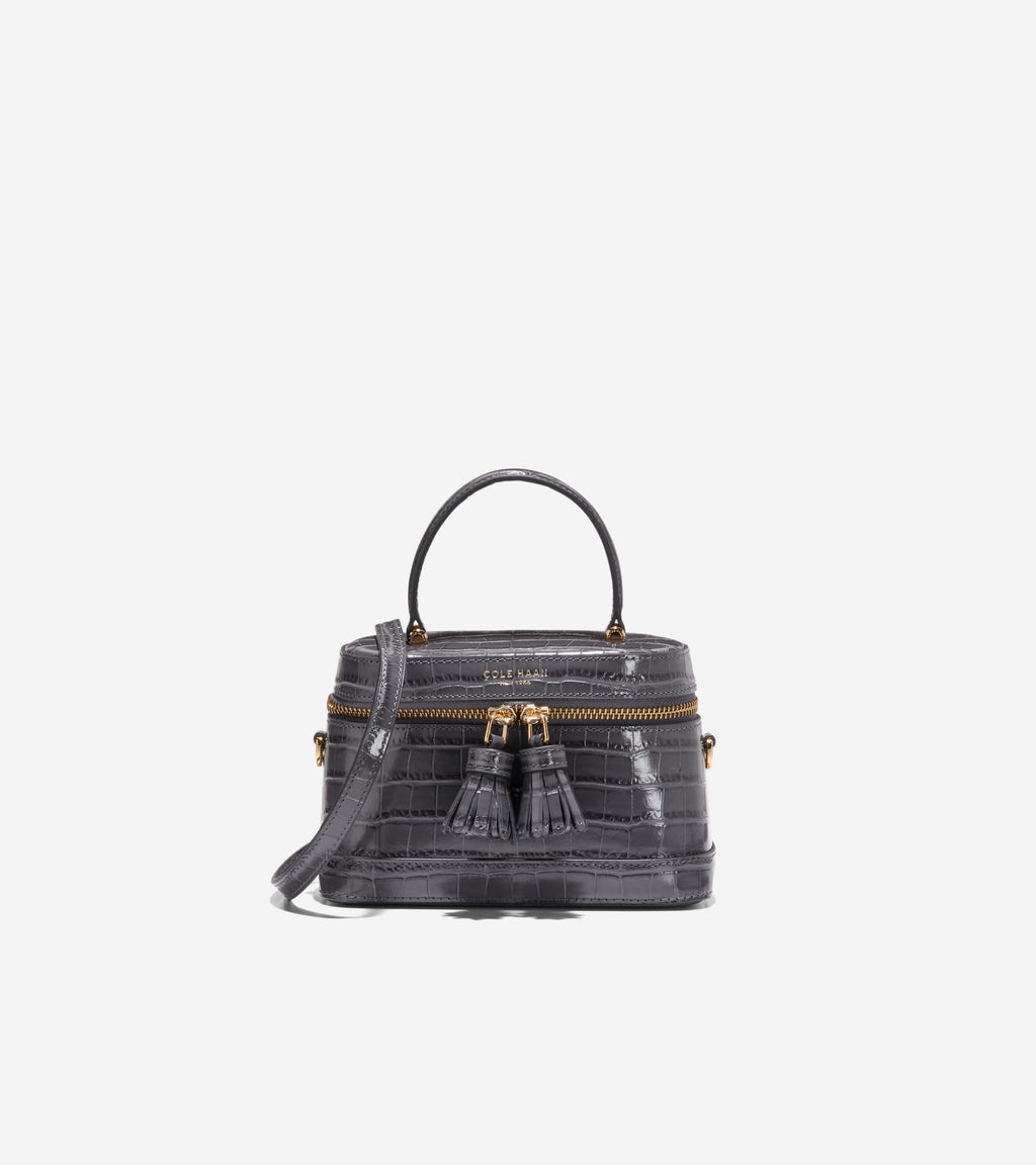 Women's Fleur Vanity Bag-Black Croco Print