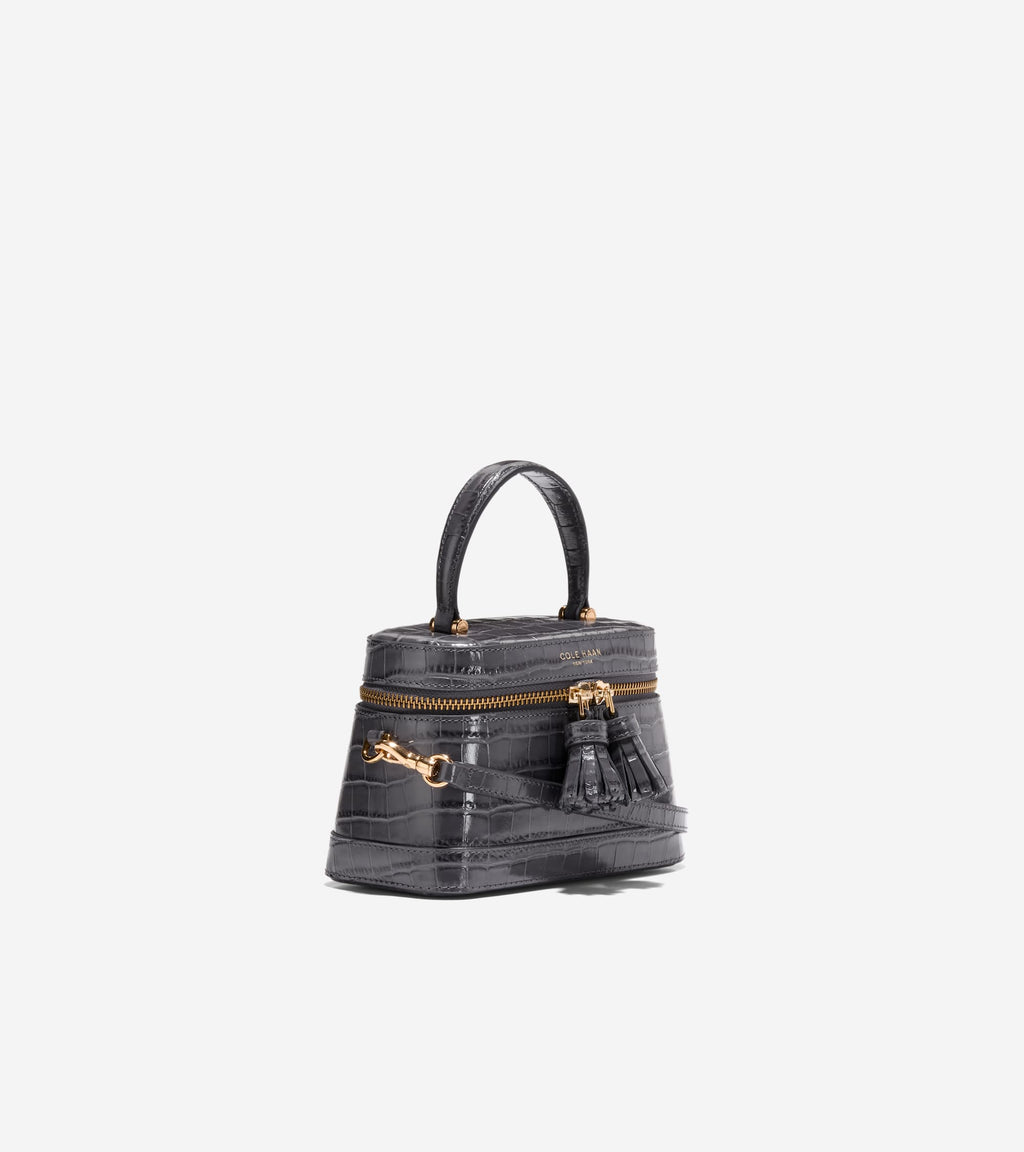 Women's Fleur Vanity Bag-Black Croco Print