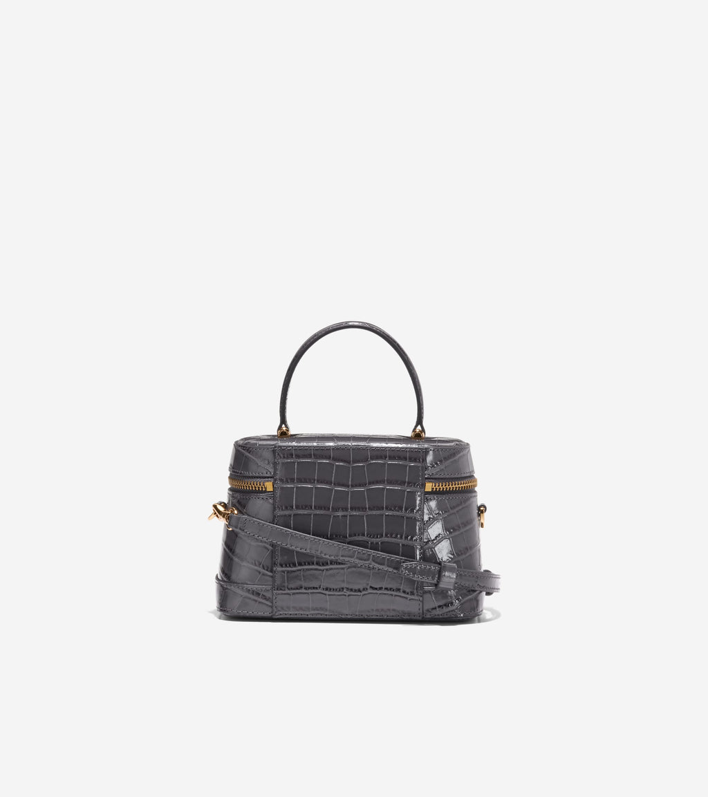 Women's Fleur Vanity Bag-Black Croco Print