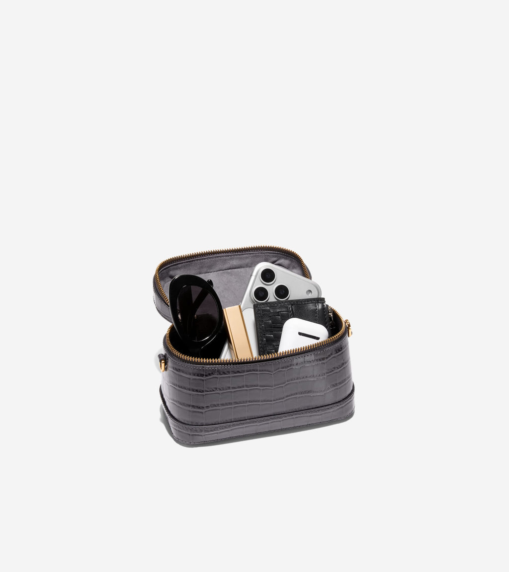 Women's Fleur Vanity Bag-Black Croco Print