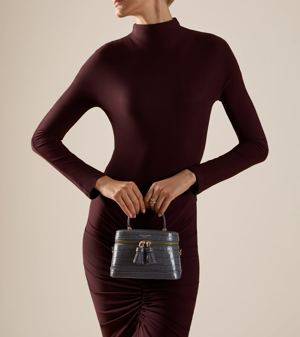Women's Fleur Vanity Bag-Black Croco Print