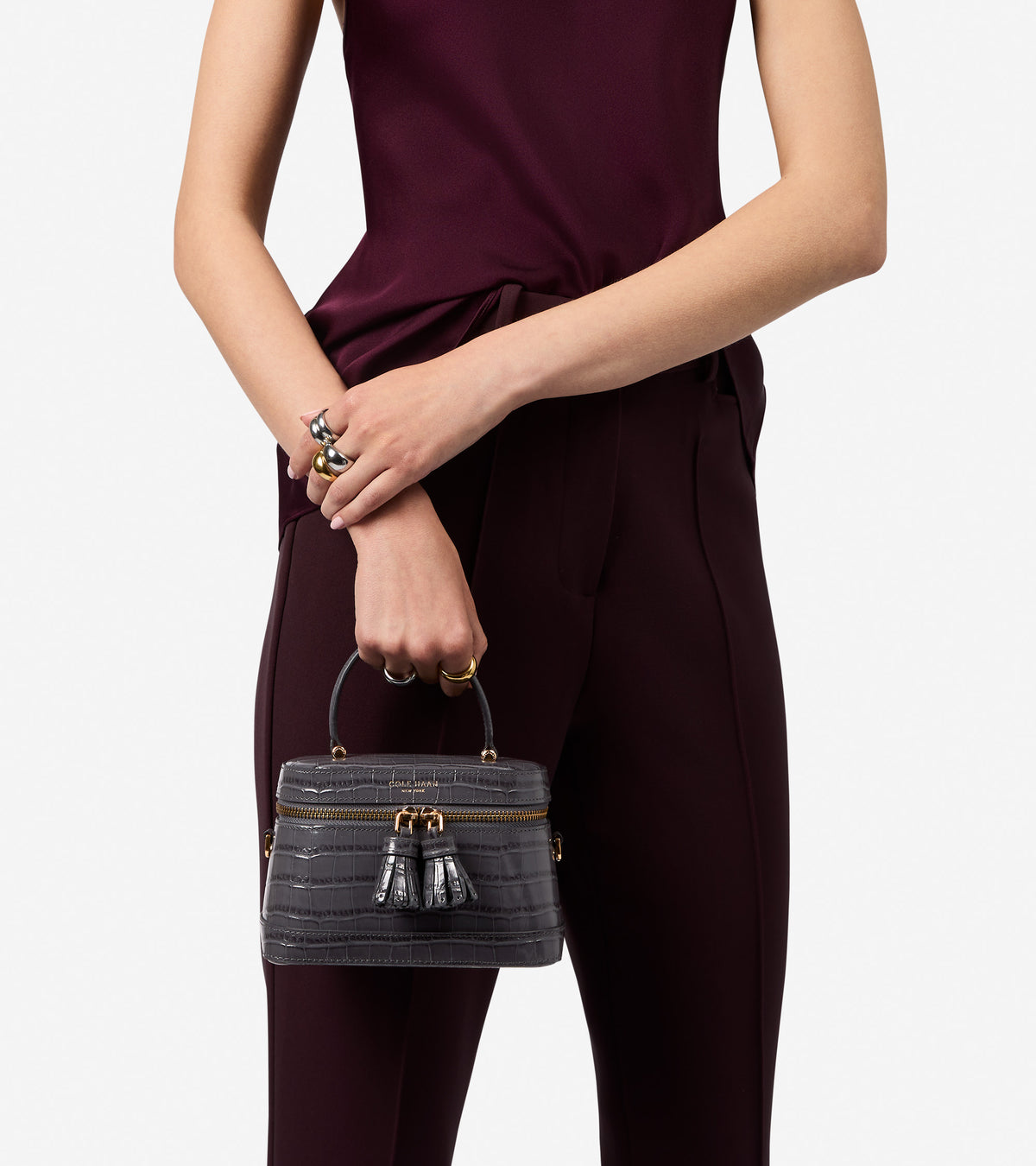 Women's Fleur Vanity Bag-Black Croco Print