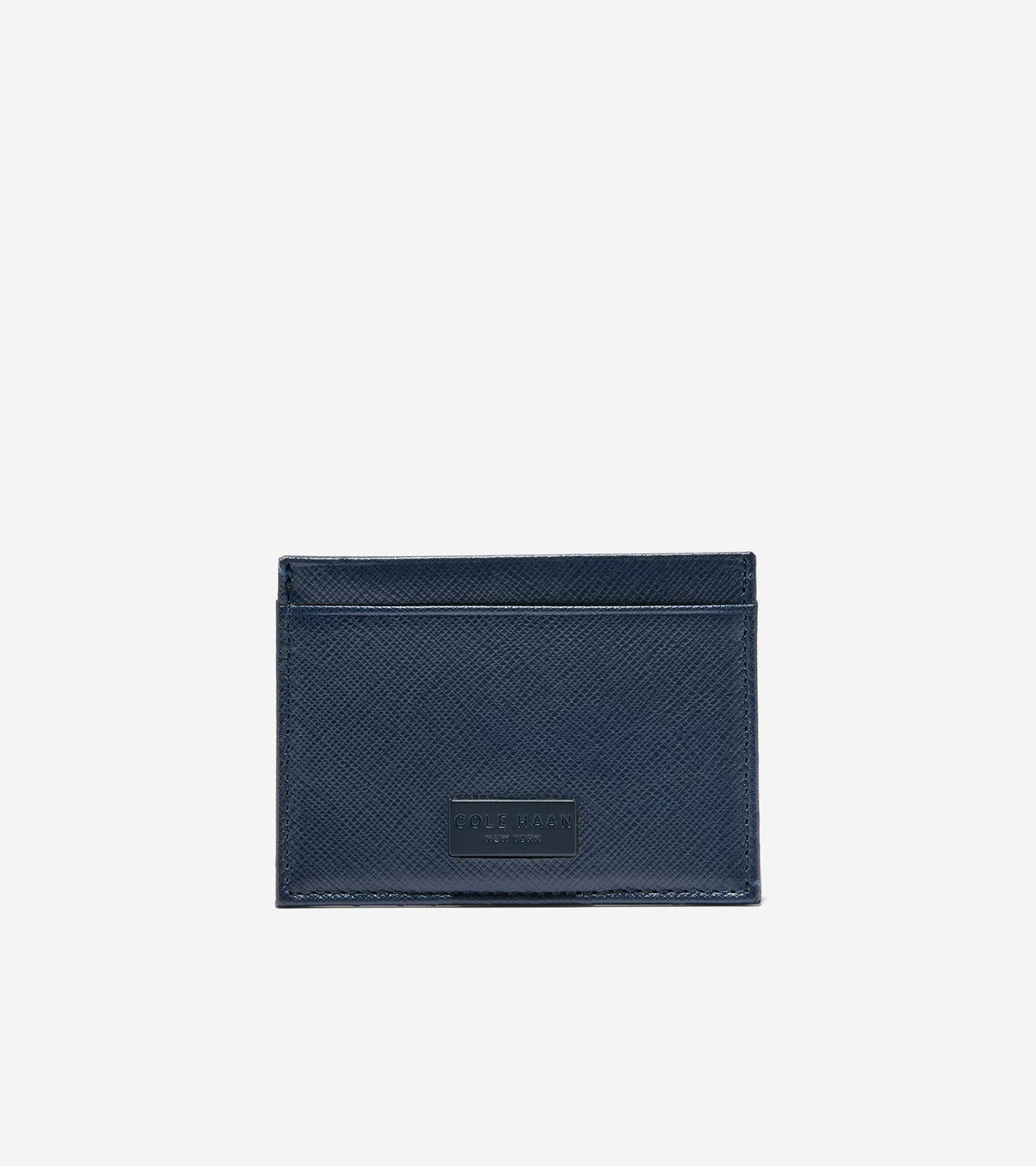 Men's Saffiano Card Case with Ornament-Navy