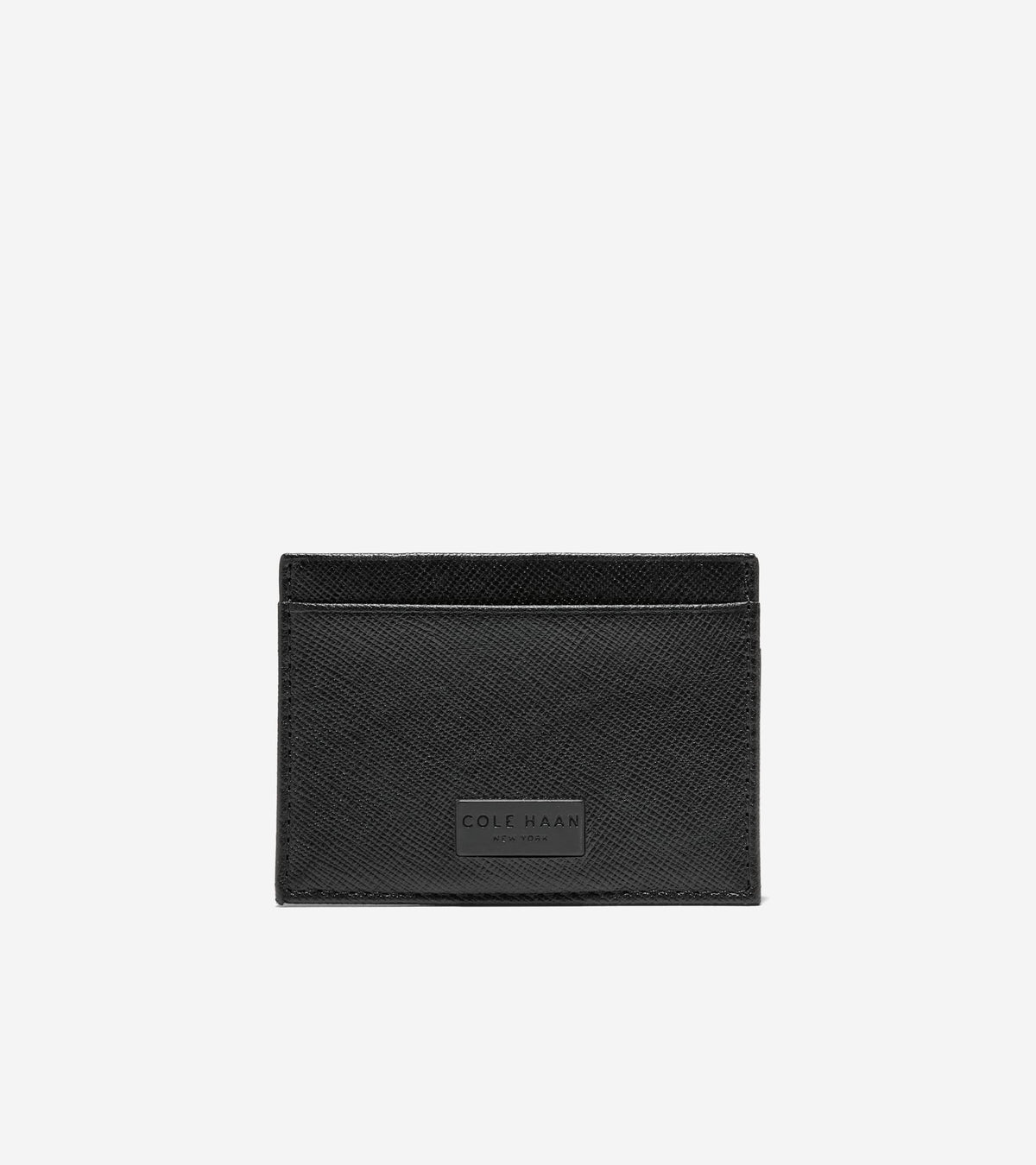 Men's Saffiano Card Case with Ornament-Black
