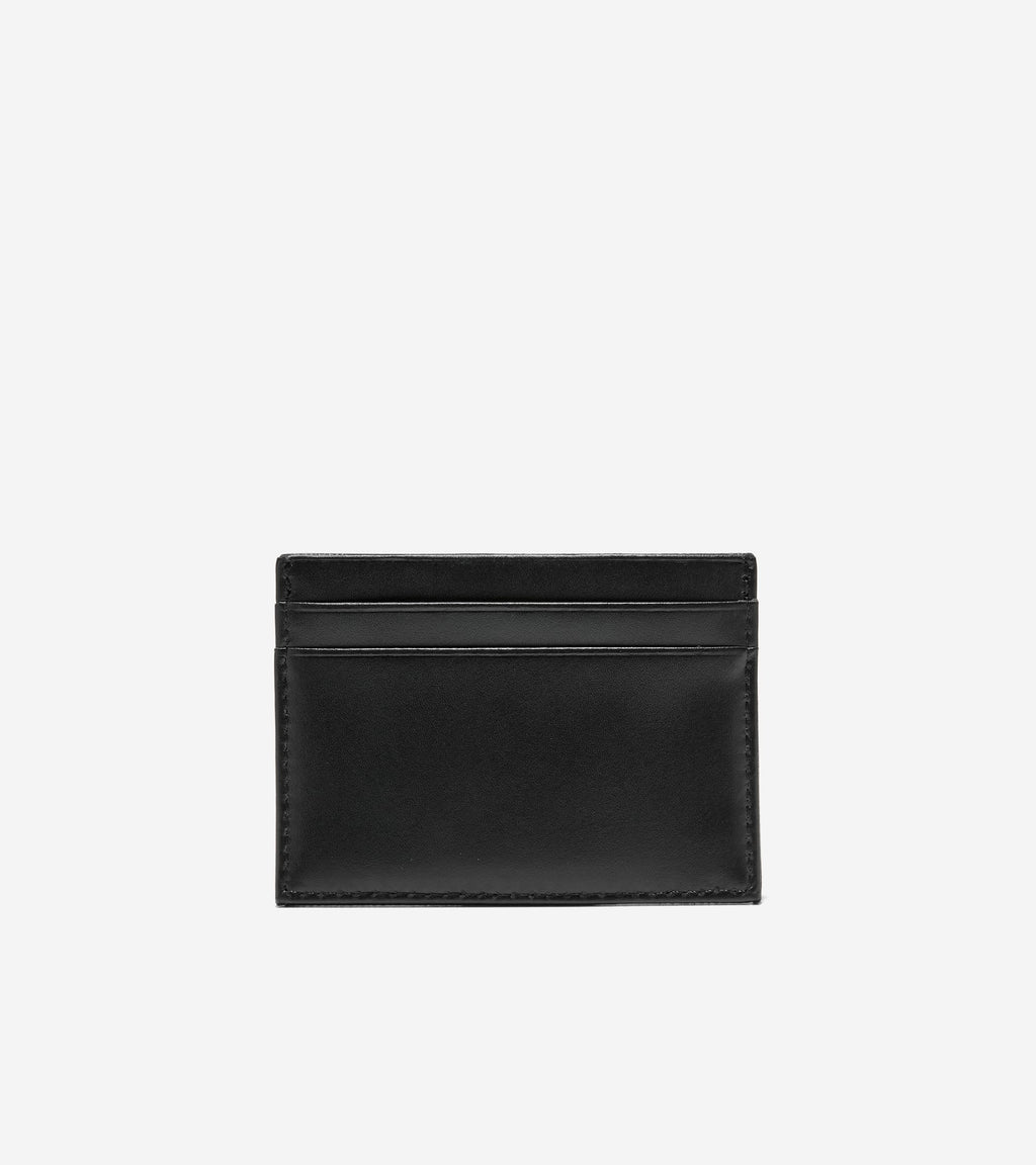Men's Saffiano Card Case with Ornament-Black
