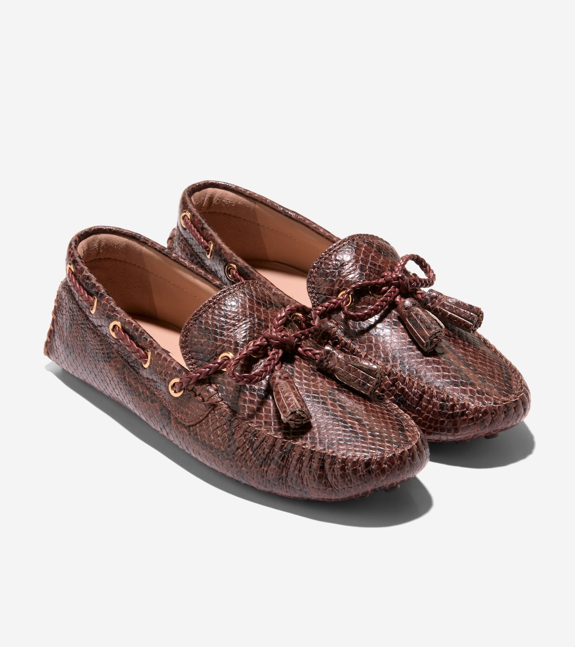Women's Gissella Driving Shoes-Hickory Glossy Snake Print