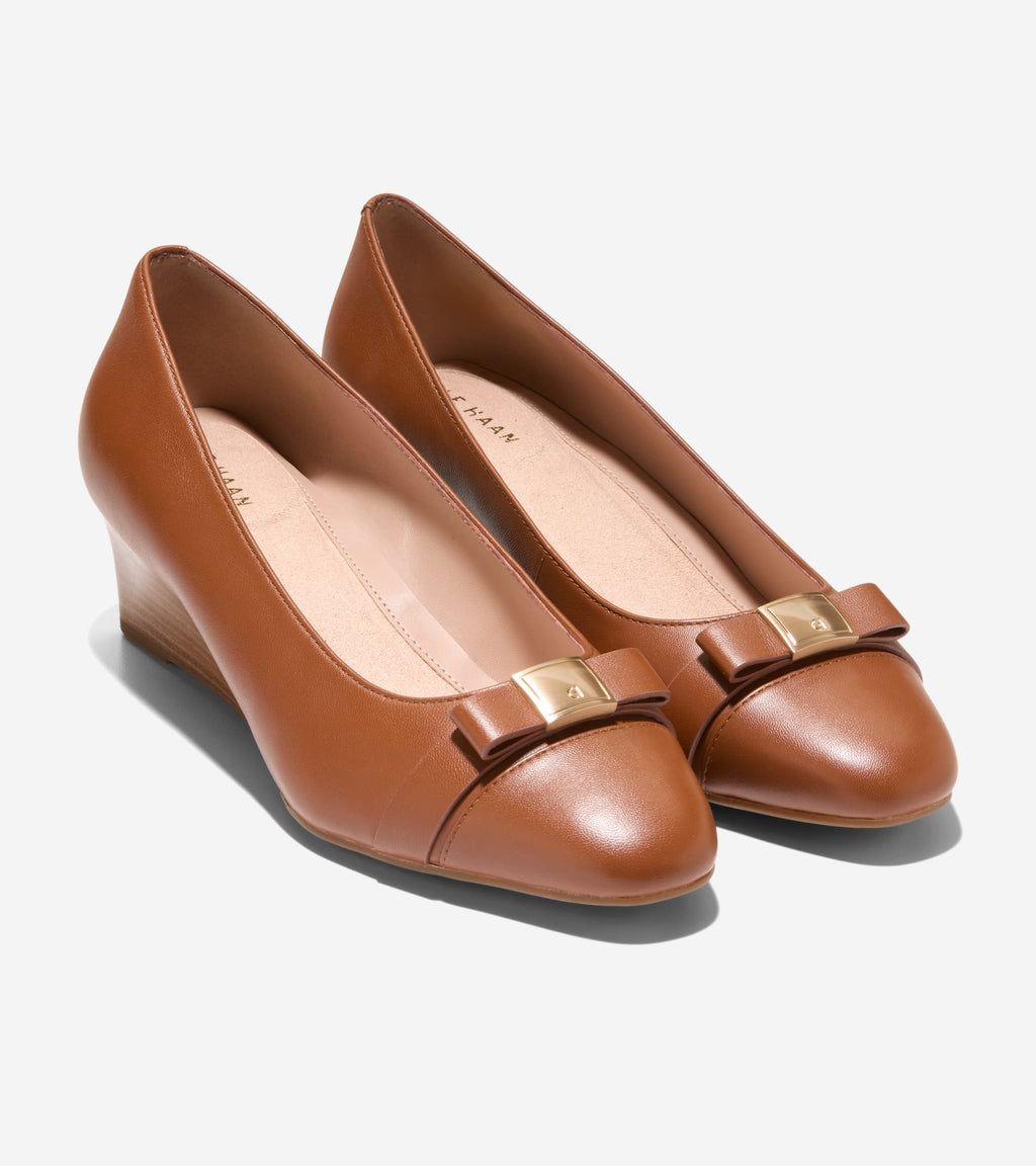 Women's Go-To Malta Bow Wedges-British Tan