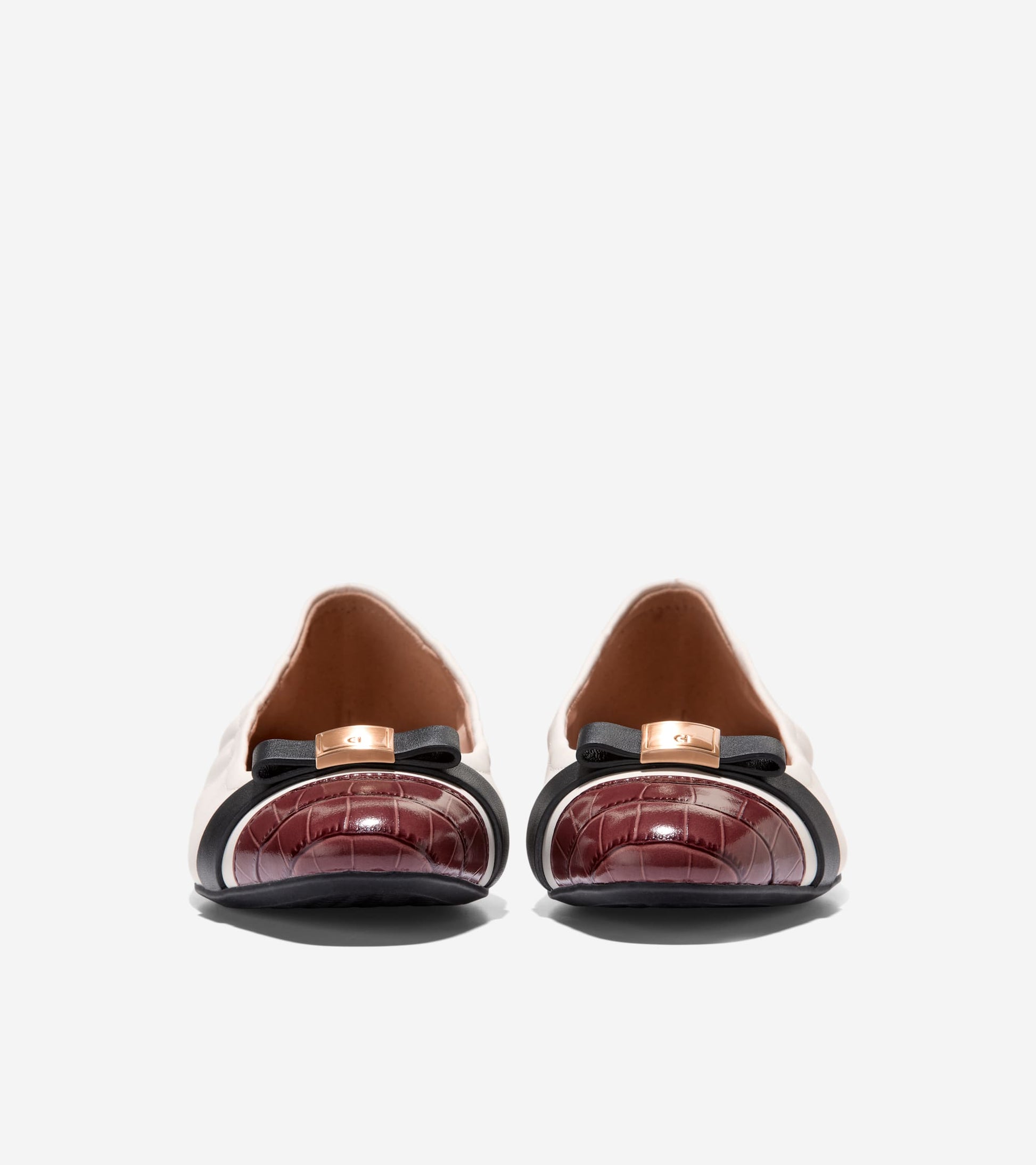 Women's Go-To Tova Bow Ballet Flats-Mahogany Croc Print-Black