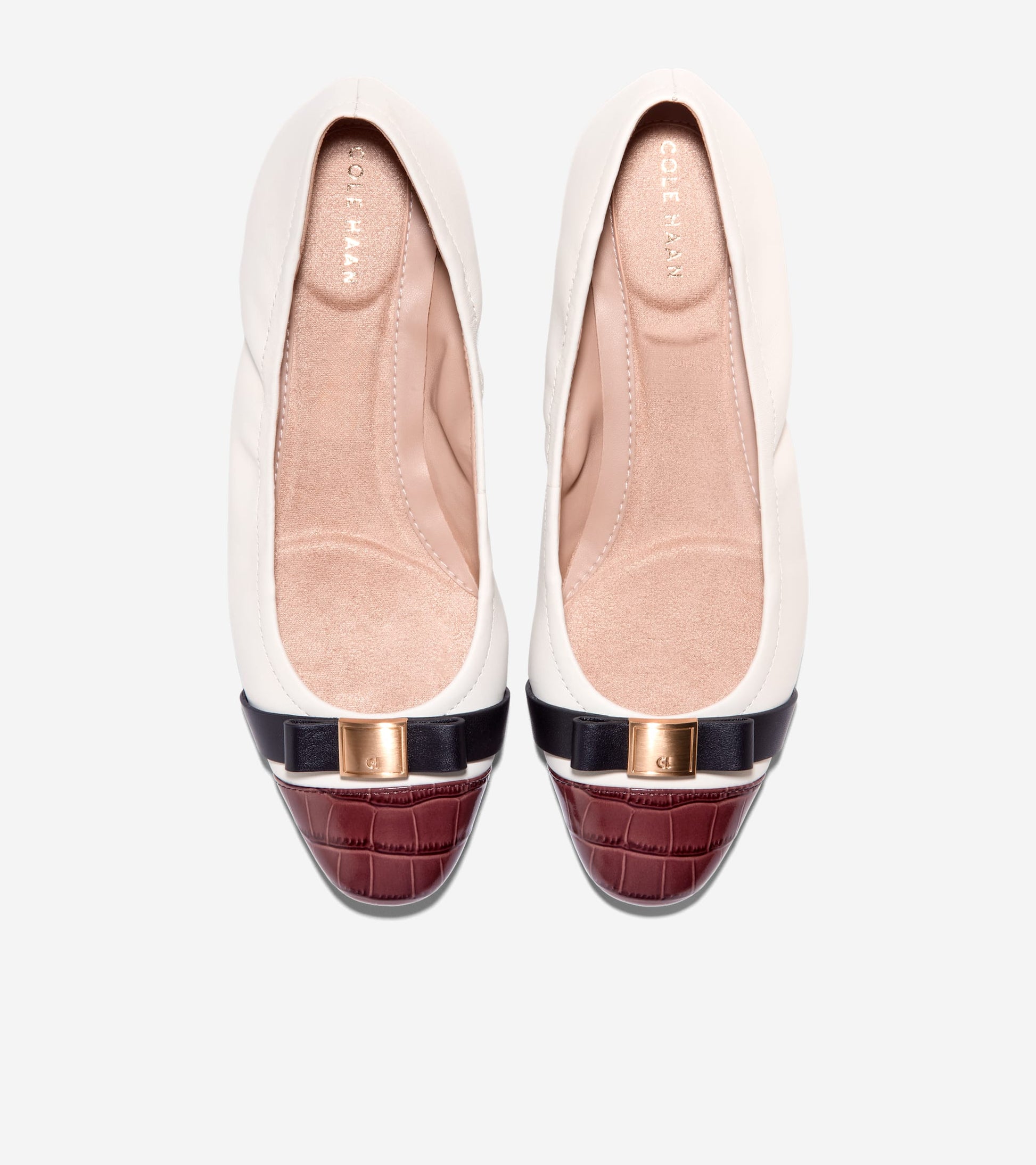 Women's Go-To Tova Bow Ballet Flats-Mahogany Croc Print-Black