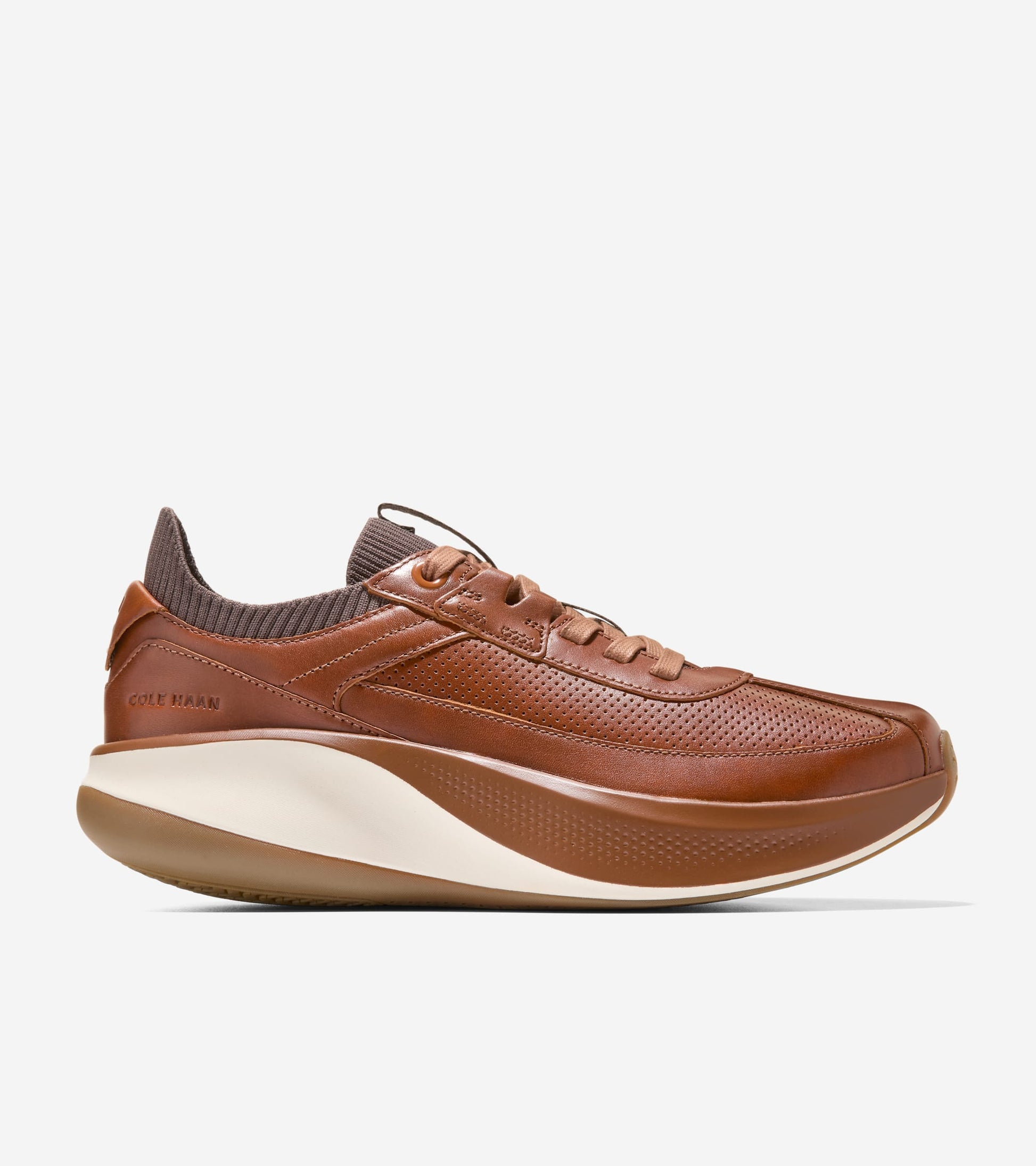 Men's GrandPrø All-Day Leather Running Shoes-British Tan-Dark Chocolate-Ivory