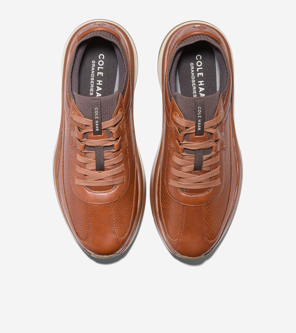 Men's GrandPrø All-Day Leather Running Shoes-British Tan-Dark Chocolate-Ivory