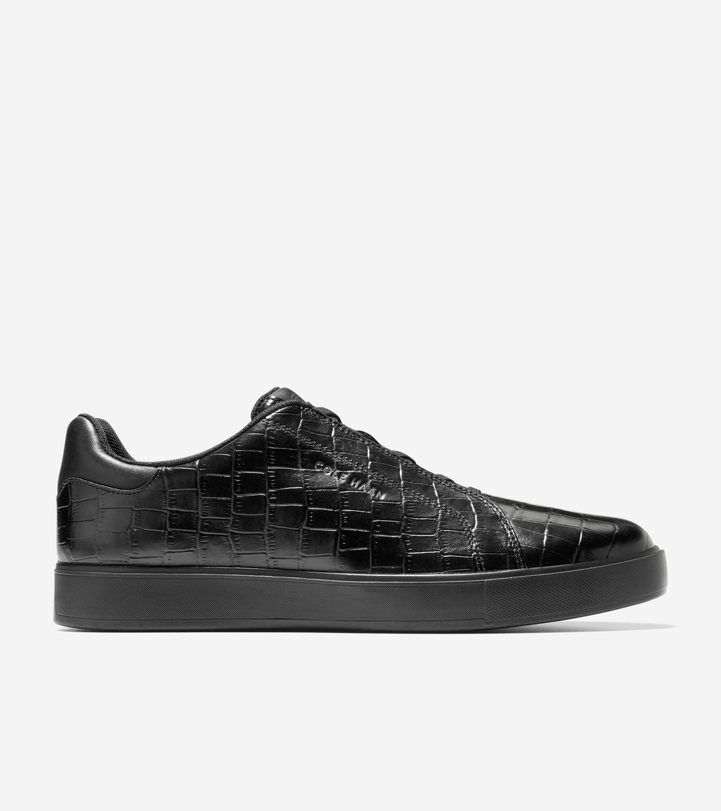 Men's GrandPrø Luxe Slip-On Sneakers-Black Croc Emboss Print-Black