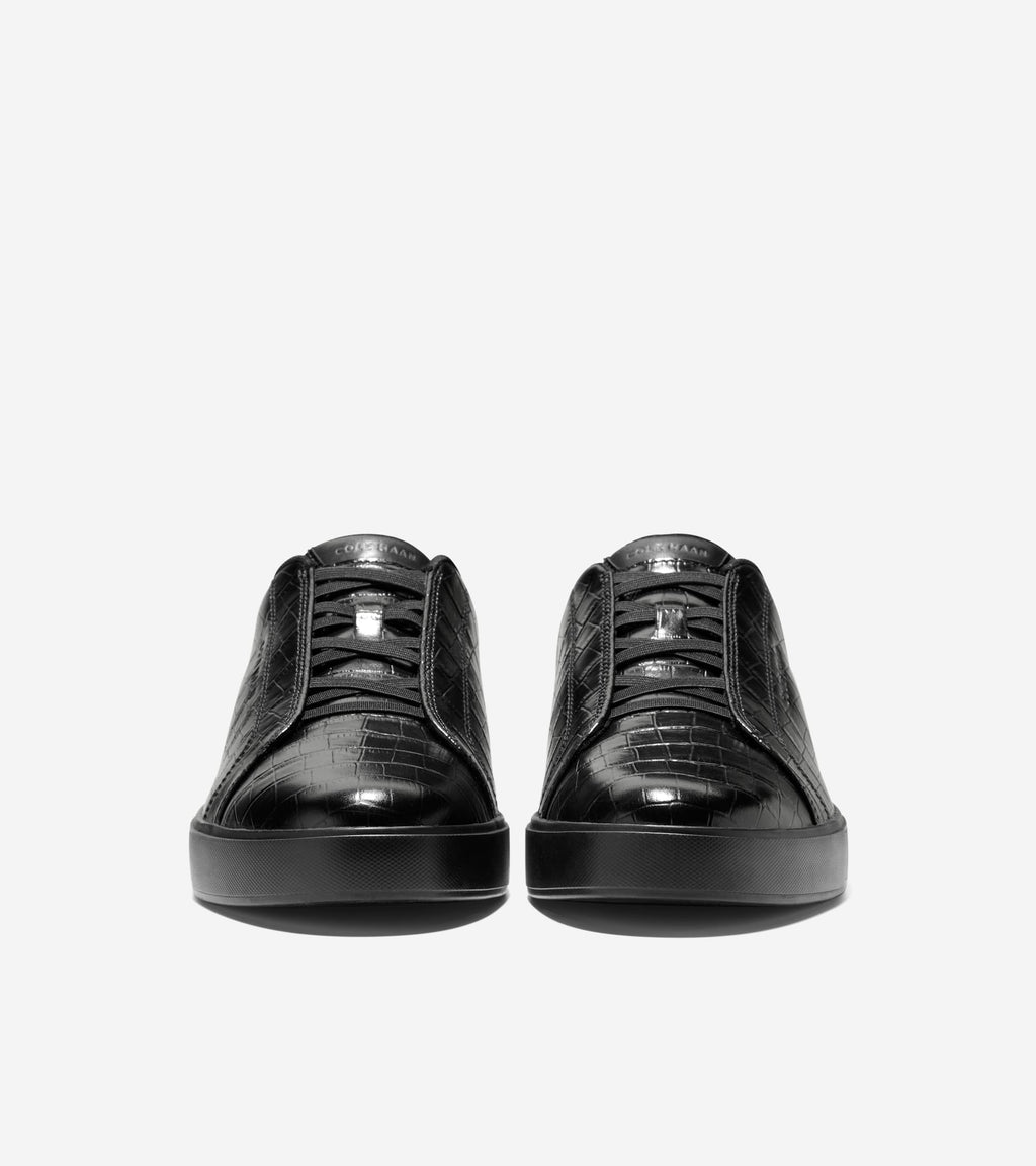 Men's GrandPrø Luxe Slip-On Sneakers-Black Croc Emboss Print-Black